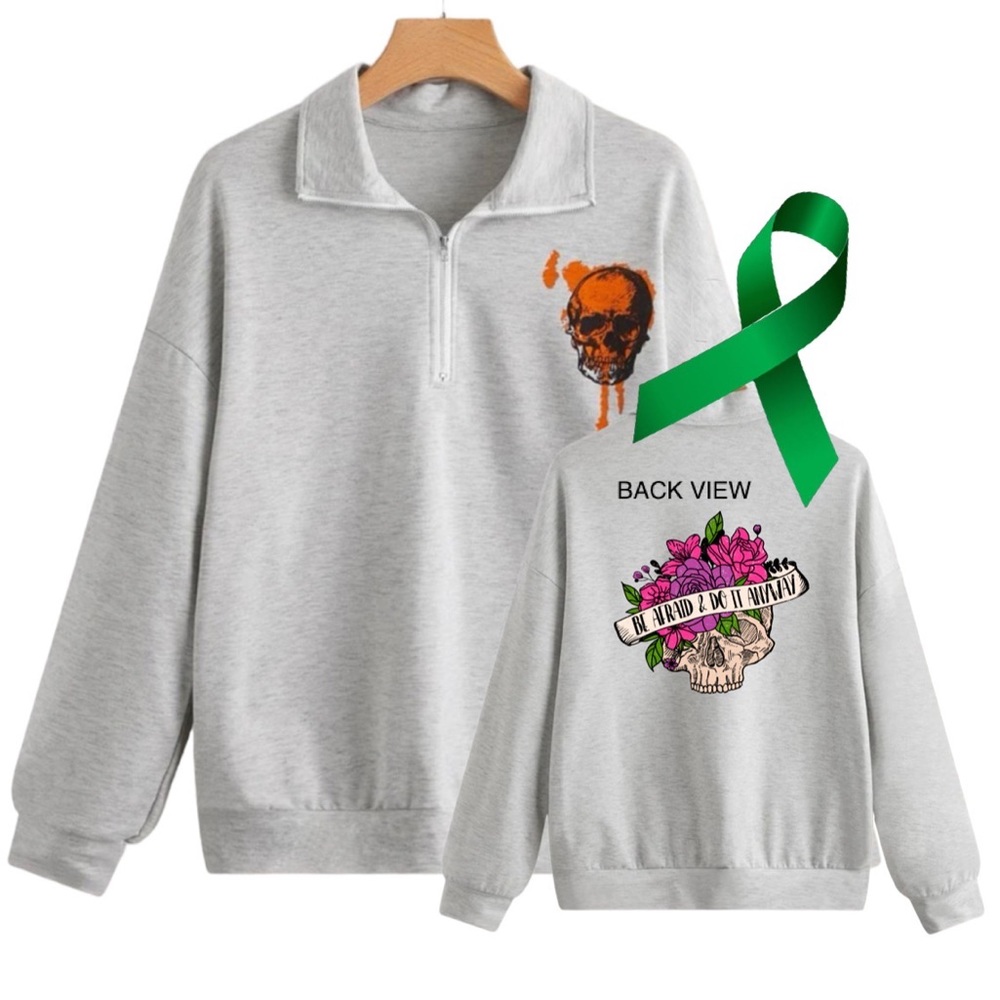 Do It Anyway Mental Health graphic quarter zip raglan pullover sweatshirt small
